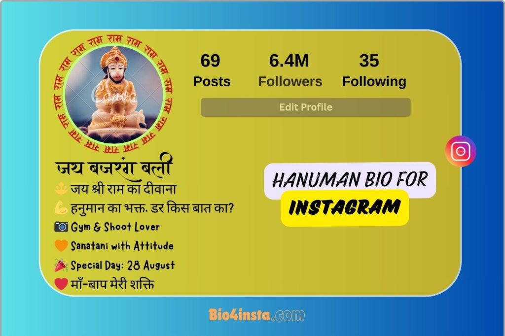 Hanuman Bio for instagram