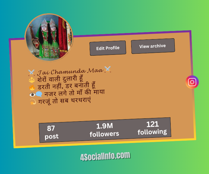 Instagram Bio for Chamunda Maa with Stylish Font